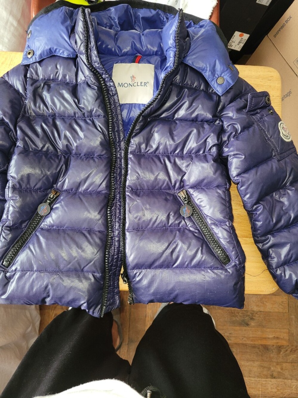 Moncler Kids Shiny Deep Purple Quilted Puffer Jacket